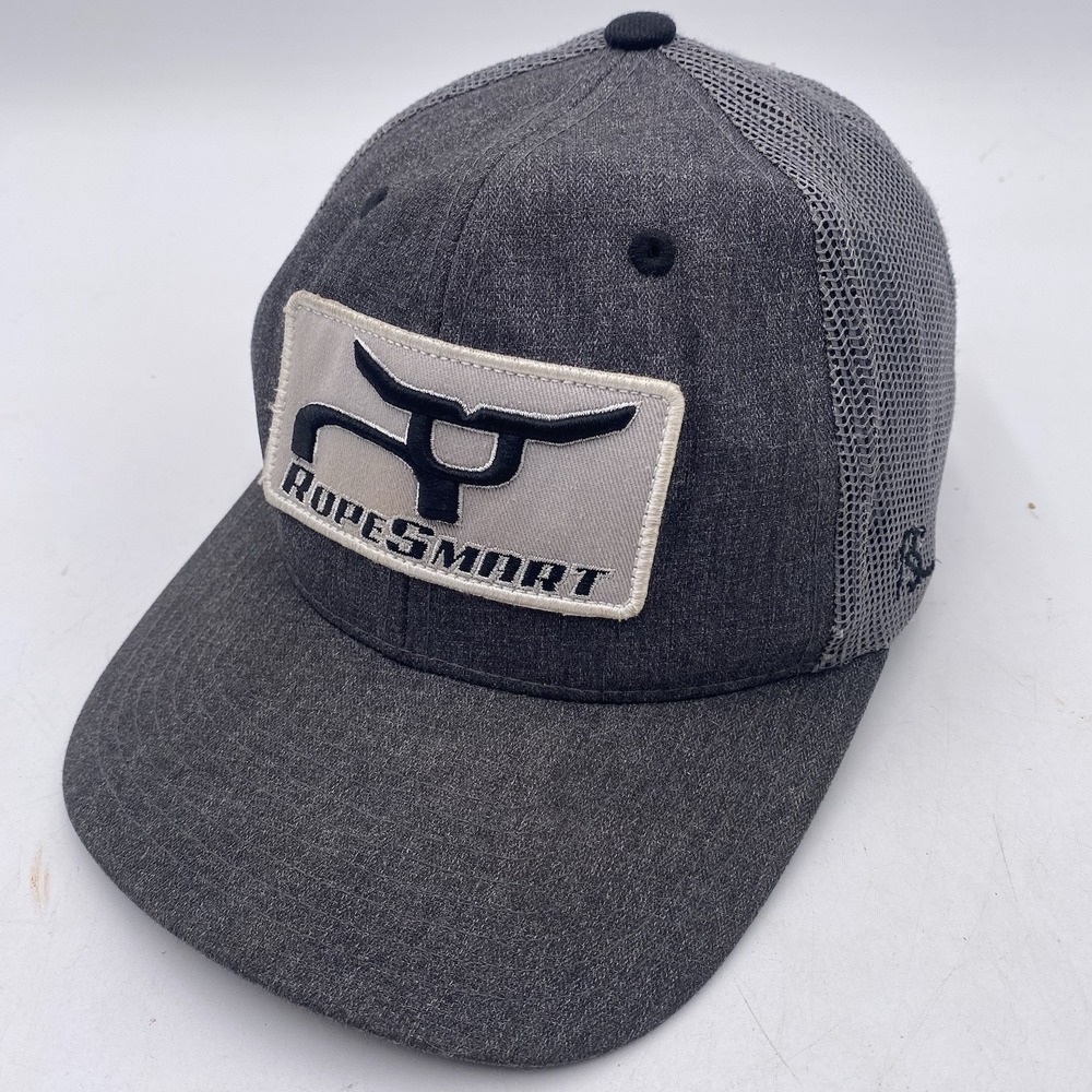 Rope Smart Hat SnapBack Trucker Mesh Gray Western Cowboy Cleaned‎ See Pics